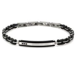 Solidna bransoletka męska stalowa oksydowana z czarnymi elementami