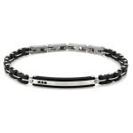 Solidna bransoletka męska stalowa oksydowana z czarnymi elementami