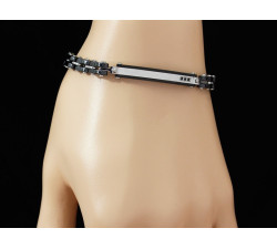 Solidna bransoletka męska stalowa oksydowana z czarnymi elementami