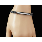 Solidna bransoletka męska stalowa oksydowana z czarnymi elementami