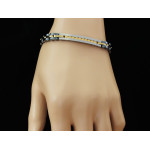 Nowoczesna bransoletka męska oksydowana ze stali nierdzewnej ze złotymi zdobieniami