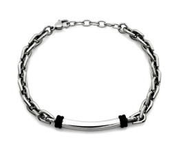 Solidna bransoletka męska stal nierdzewna gruby łańcuch z regulowaną długością i sztywną blaszką