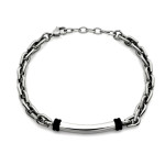 Solidna bransoletka męska stal nierdzewna gruby łańcuch z regulowaną długością i sztywną blaszką