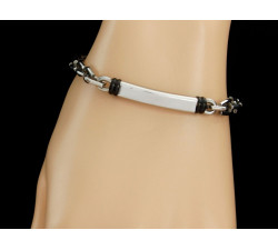 Solidna bransoletka męska stal nierdzewna gruby łańcuch z regulowaną długością i sztywną blaszką