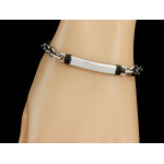 Solidna bransoletka męska stal nierdzewna gruby łańcuch z regulowaną długością i sztywną blaszką