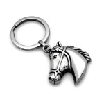 Stylowy brelok ze stali z oksydowanym wzorem popiersia konia