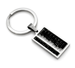 Elegancki stalowy brelok przywieszka z liczydłem i czarnymi koralikami