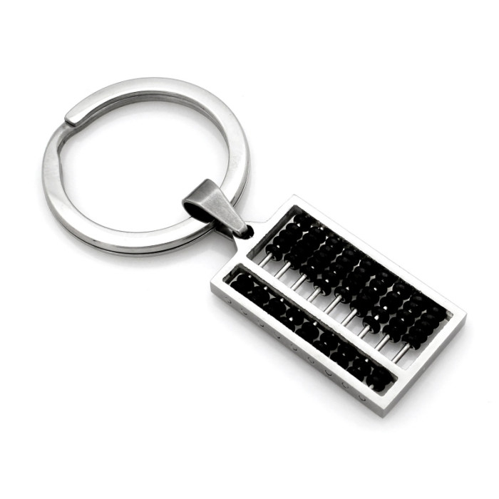 Elegancki stalowy brelok przywieszka z liczydłem i czarnymi koralikami