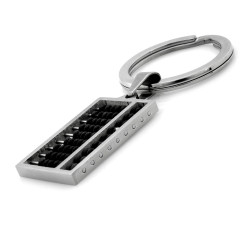 Elegancki stalowy brelok przywieszka z liczydłem i czarnymi koralikami