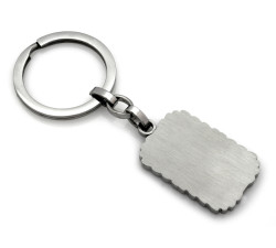 Elegancki brelok ze stali prostokątny z czarnym wzorem