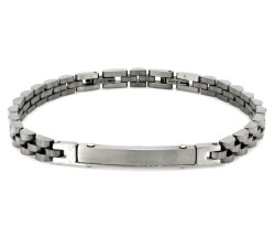 Stylowa bransoletka ze stali dla panów z blaszką do grawerunku