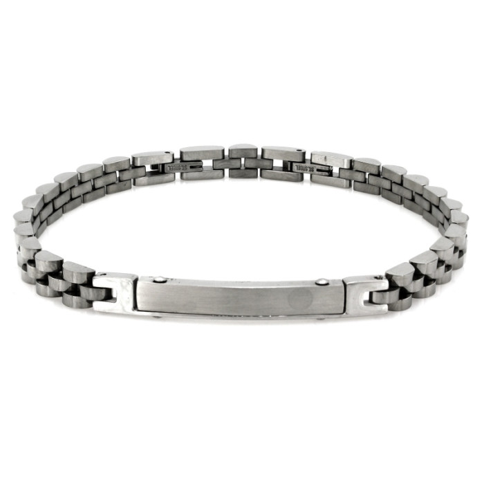 Stylowa bransoletka ze stali dla panów z blaszką do grawerunku
