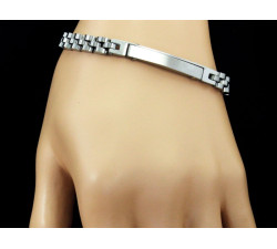 Stylowa bransoletka ze stali dla panów z blaszką do grawerunku
