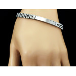 Stylowa bransoletka ze stali dla panów z blaszką do grawerunku