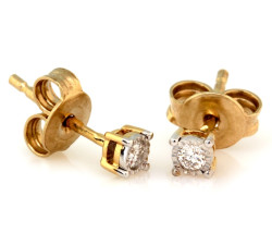 Złote kolczyki 585 na sztyfcie z małym brylantem wyjątkowo delikatne i eleganckie