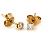 Złote kolczyki 585 na sztyfcie z małym brylantem wyjątkowo delikatne i eleganckie