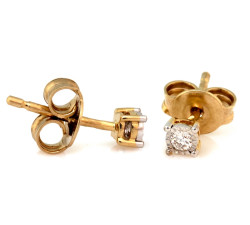 Złote kolczyki 585 na sztyfcie z małym brylantem wyjątkowo delikatne i eleganckie