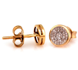 Złote okrągłe kolczyki 585 na sztyfcie z diamentami wkrętki wysadzane brylantami