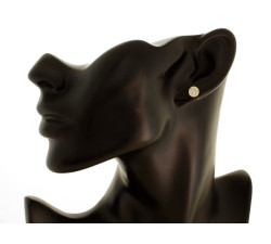 Złote okrągłe kolczyki 585 na sztyfcie z diamentami wkrętki wysadzane brylantami