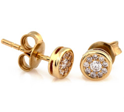 Złote kolczyki 585 okrągłe przy uchu z brylantami 14 kt diamentowe
