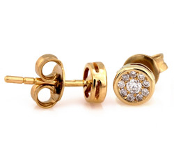 Złote kolczyki 585 okrągłe przy uchu z brylantami 14 kt diamentowe