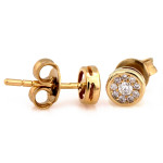Złote kolczyki 585 okrągłe przy uchu z brylantami 14 kt diamentowe