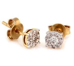 Delikatne kolczyki z dwukolorowego złota 585 z diamentami na sztyfcie