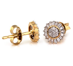 Delikatne kolczyki złote 585 z diamentami zapinane na sztyfcie doskonałe na prezent