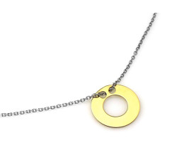 Elegancki naszyjnik celebryta z czystego srebra z prostą zawieszką złoconej oponki