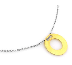Elegancki naszyjnik celebryta z czystego srebra z prostą zawieszką złoconej oponki