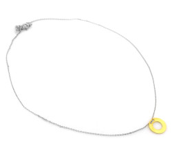 Elegancki naszyjnik celebryta z czystego srebra z prostą zawieszką złoconej oponki