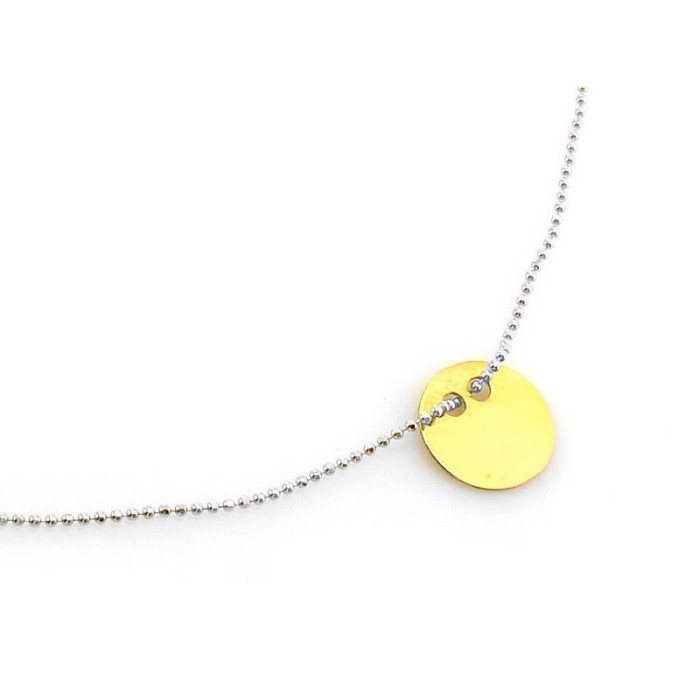 Elegancki naszyjnik celebryta z czystego srebra z prostą zawieszką złocone koło