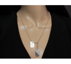 Srebrny naszyjnik męski próby 925 z długim podwójnym wisiorkiem nieśmiertelnika z możliwością grawerunku za dopłatą