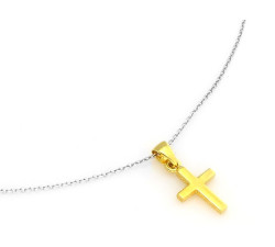 Srebrny naszyjnik próby 925 z dekoracyjnym złotym krzyżykiem świetny na prezent