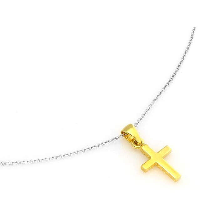 Srebrny naszyjnik próby 925 z dekoracyjnym złotym krzyżykiem świetny na prezent