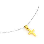 Srebrny naszyjnik próby 925 z dekoracyjnym złotym krzyżykiem świetny na prezent