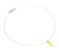 Srebrny naszyjnik próby 925 z dekoracyjnym złotym krzyżykiem świetny na prezent