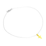 Srebrny naszyjnik próby 925 z dekoracyjnym złotym krzyżykiem świetny na prezent