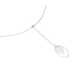 Naszyjnik srebrny typu krawatka z długim wiszącym łańcuszkiem i owalnym elementem 925