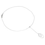 Naszyjnik srebrny typu krawatka z długim wiszącym łańcuszkiem i owalnym elementem 925