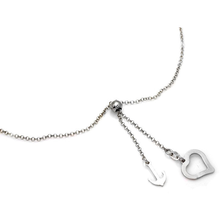 Elegancki naszyjnik srebrny 925 typu krawatka z długimi blaszki ozdobionymi sercem i kotwicą