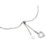 Elegancki naszyjnik srebrny 925 typu krawatka z długimi blaszki ozdobionymi sercem i kotwicą