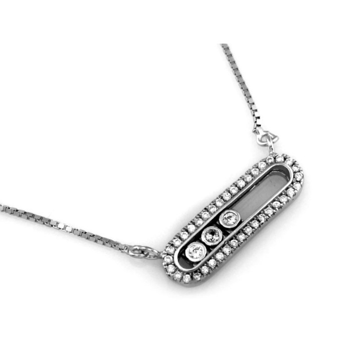 Naszyjnik srebrny 925 z subtelną owalną zawieszką i cyrkoniami jako ozdobami