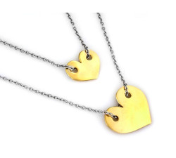 Naszyjnik srebrny 925 podwójny celebrytka z dekoracyjnym złoconym sercem