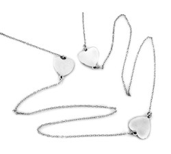 Długi naszyjnik srebrny 925 z serduszkami i blaszkami w stylu celebrytki