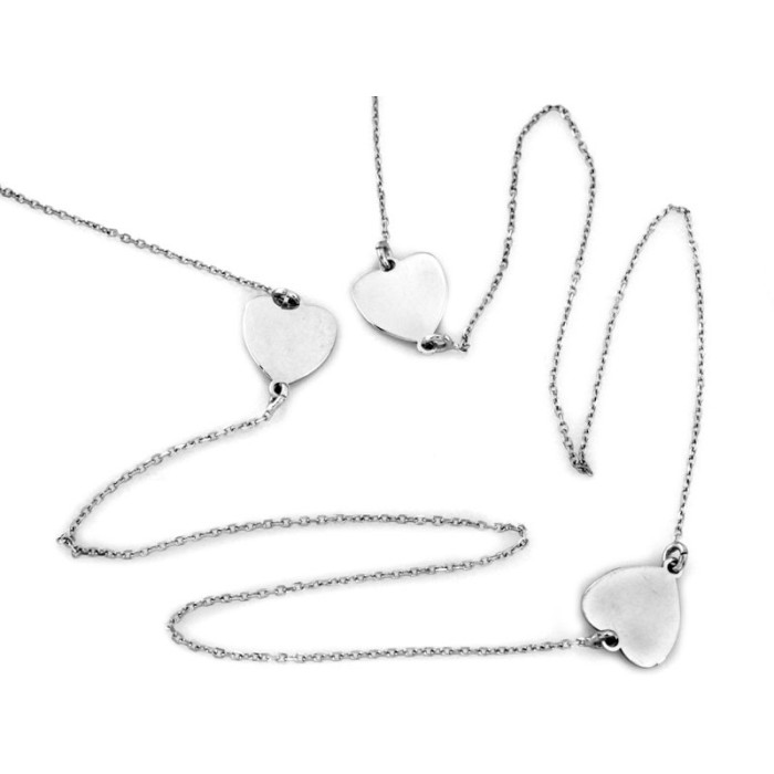 Długi naszyjnik srebrny 925 z serduszkami i blaszkami w stylu celebrytki