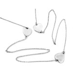 Długi naszyjnik srebrny 925 z serduszkami i blaszkami w stylu celebrytki