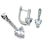 srebrny komplet ze stalą