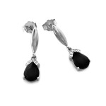 Srebrny komplet damski 925 kolczyki z naszyjnikiem cyrkonie czarne onyksy