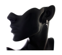 Srebrny komplet damski 925 kolczyki z naszyjnikiem cyrkonie czarne onyksy